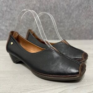 Pikolinos Gandia Black Womens Sz 36 US 5.5-6 Leather Low Heel Slip On Shoes